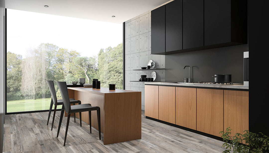 Room setup displaying Prescott Mezcla 7X48 Low Gloss Luxury Vinyl Plank flooring.