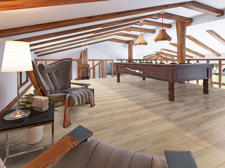 Spacious room featuring Prescott XL Akadia 9X60 Low Gloss Luxury Vinyl Plank flooring.