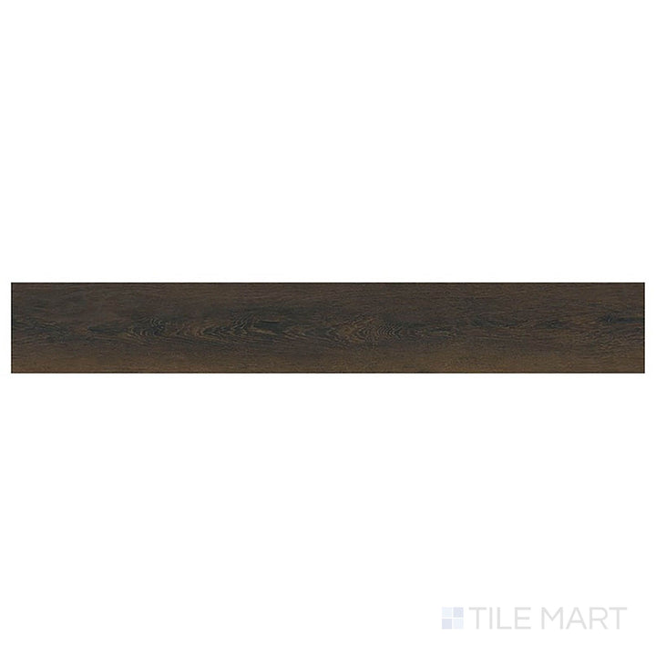 Top-down image of Prescott XL Barrel 9x60 low gloss vinyl plank highlights its rich brown coloring and wide, rustic oak pattern.