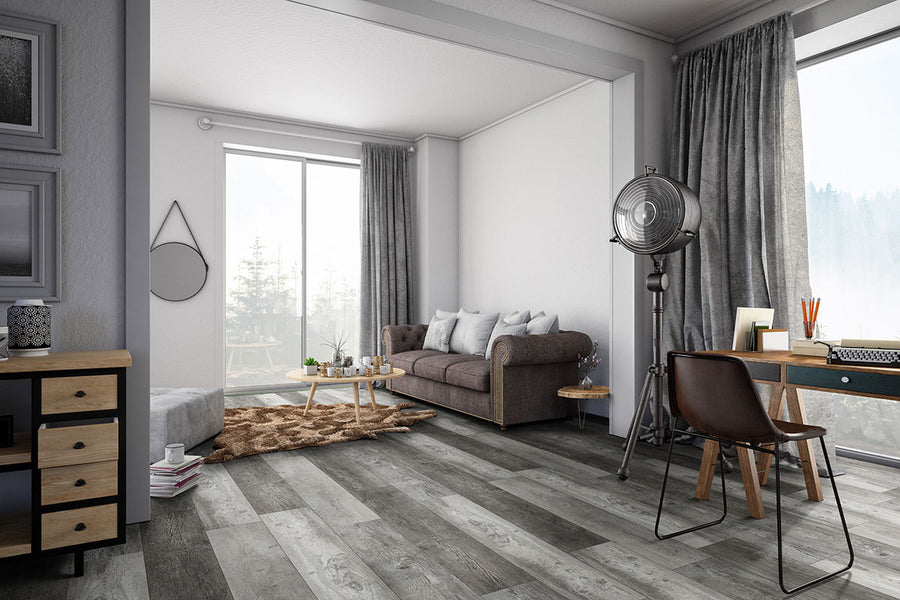 Prescott XL Boswell 9X60 Low Gloss Luxury Vinyl Plank flooring in a contemporary interior.