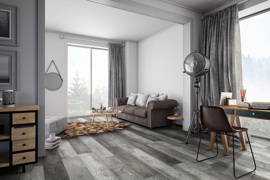 Prescott XL Boswell 9X60 Low Gloss Luxury Vinyl Plank flooring in a contemporary interior.