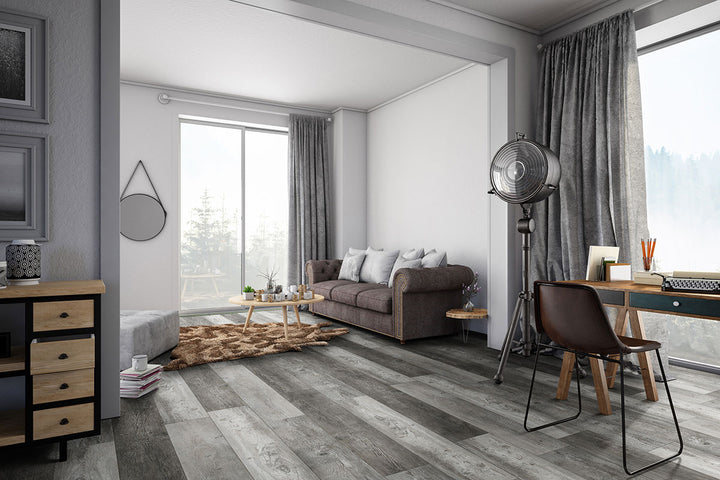 Prescott XL Boswell 9X60 Low Gloss Luxury Vinyl Plank flooring in a contemporary interior.
