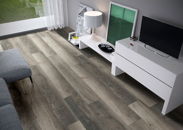Modern space featuring Prescott XL Bracken Hill 9X60 Low Gloss Luxury Vinyl Plank flooring.