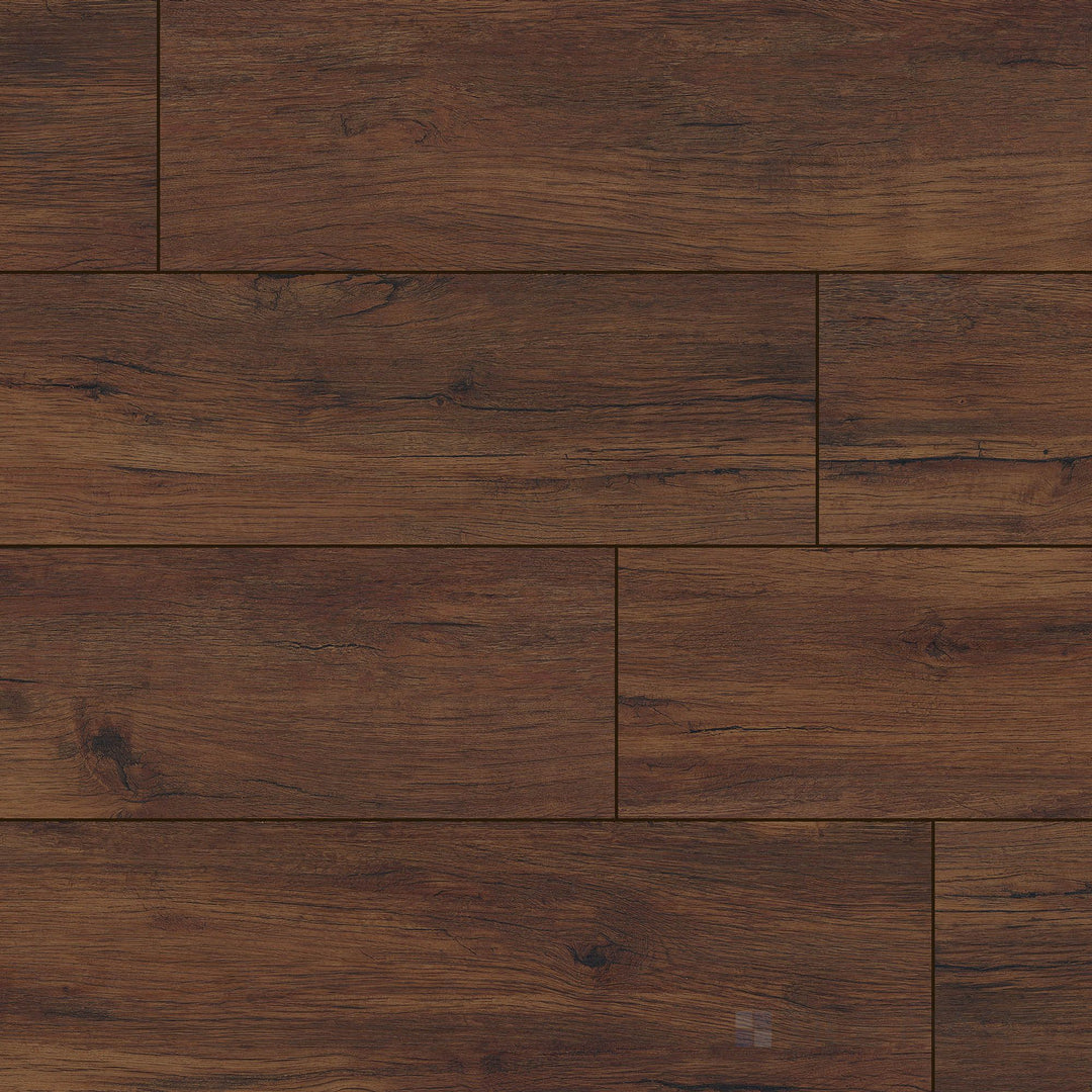 Overview of Prescott XL Braly 9x60 low gloss luxury vinyl plank – warm brown wood tones with a smooth, wide plank finish.