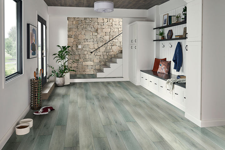 Stylish modern space with Prescott XL Kardigan 9X60 flooring enhancing the sleek design.