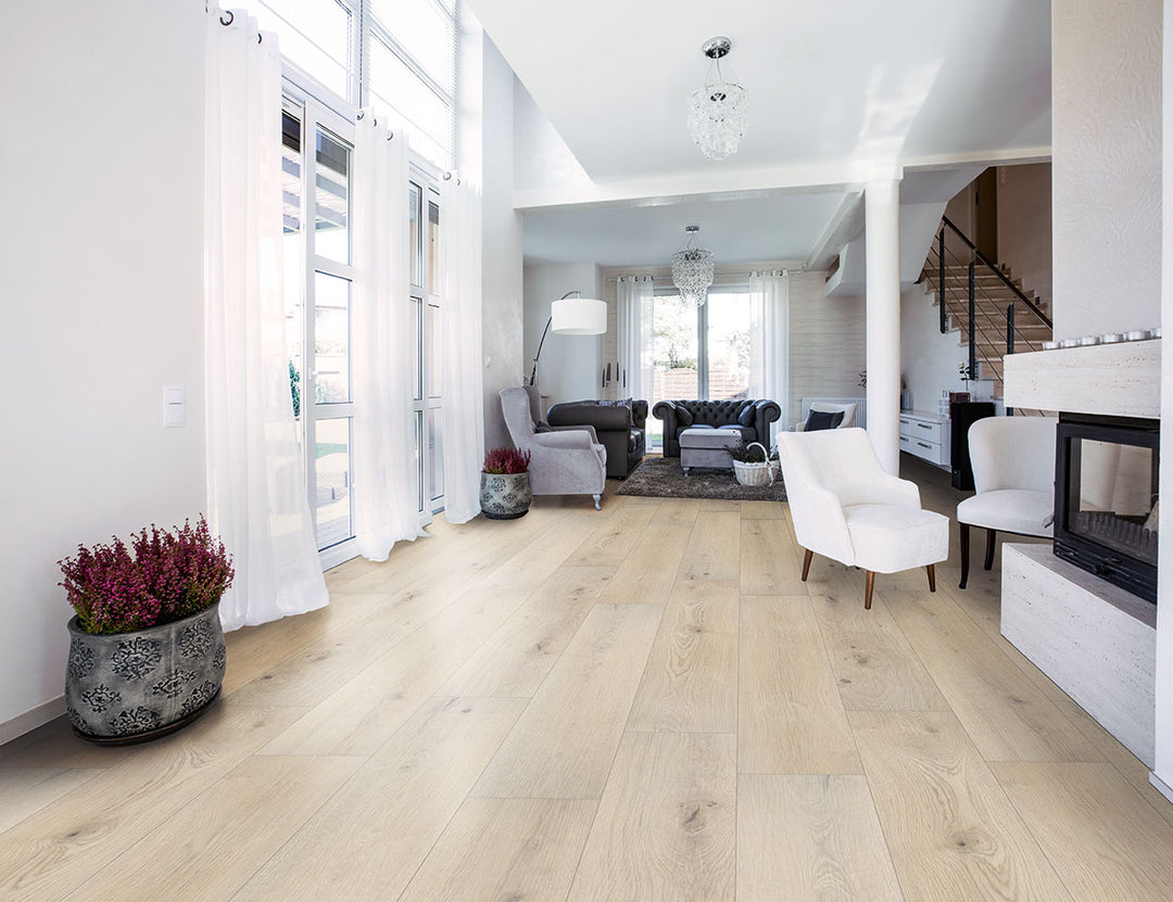 Functional and inviting space with Prescott XL Runmill Isle 9X60 flooring giving off natural grain vibes.