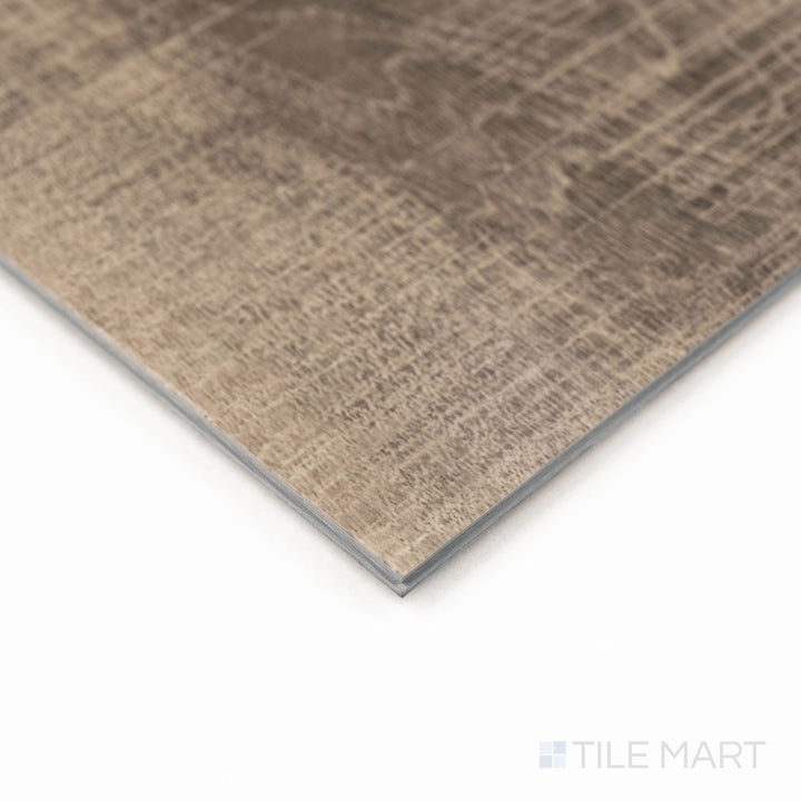 Detailed edge view of Prescott XL Ryder 9X60 Low Gloss Luxury Vinyl Plank, focusing on larger plank format and rustic corner join.