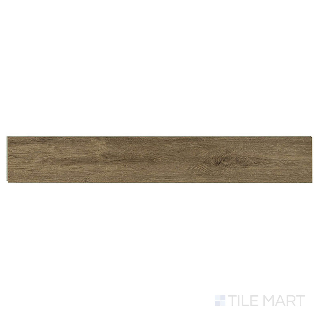 Prescott XL Walnut Waves 9x60 low gloss vinyl plank in a top-down view showcases rich walnut coloring with flowing, elegant texture.