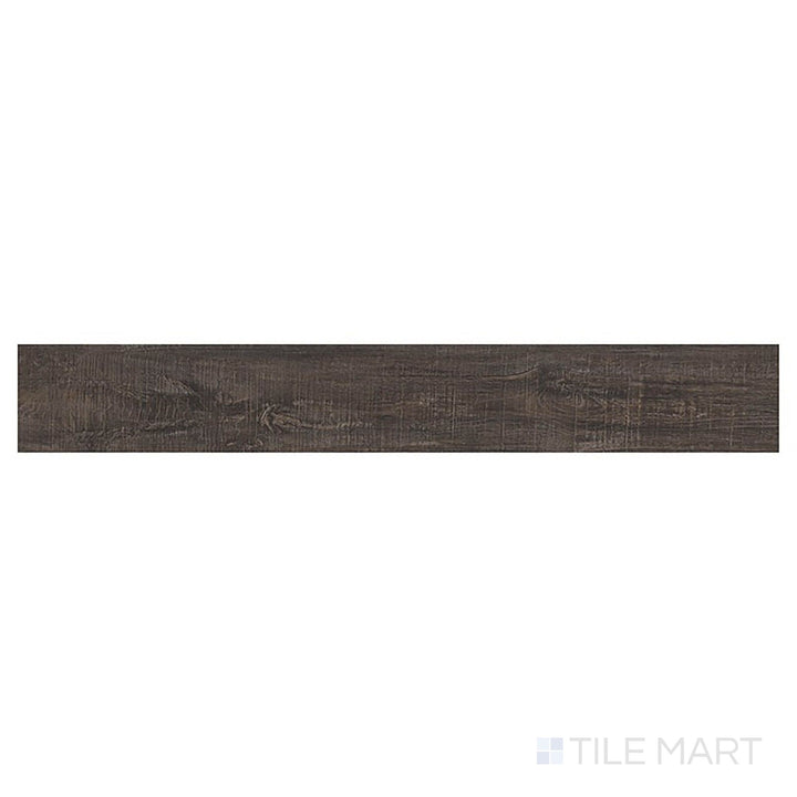 Overhead view of Prescott XL Weathered Brina 9x60 low gloss vinyl plank highlights softly aged gray-brown wood with distressed detail.
