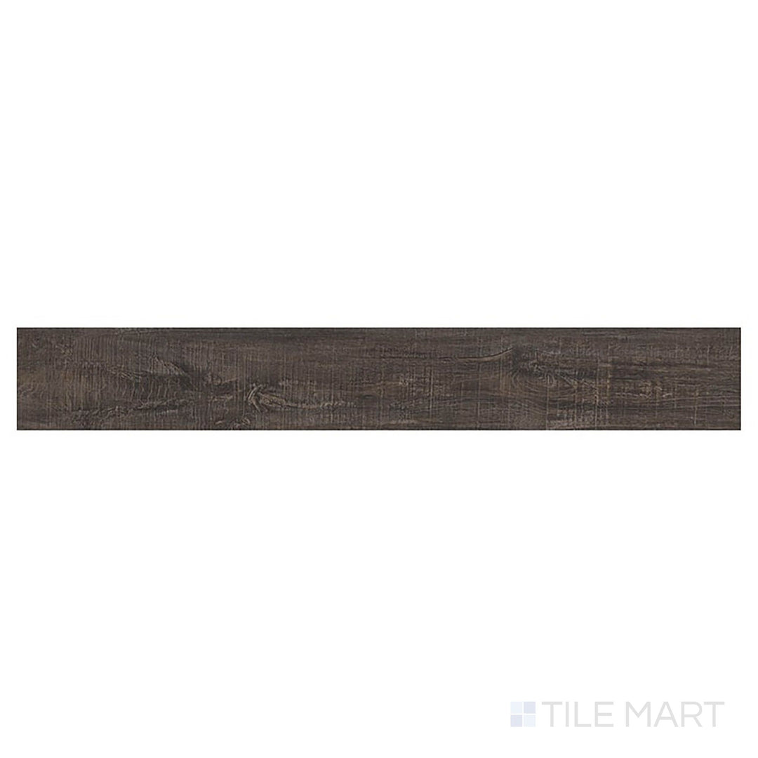 Overhead view of Prescott XL Weathered Brina 9x60 low gloss vinyl plank highlights softly aged gray-brown wood with distressed detail.