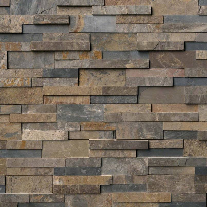 Rockmount Slate Stacked Stone Panel 6X24 Rustic Gold Splitface