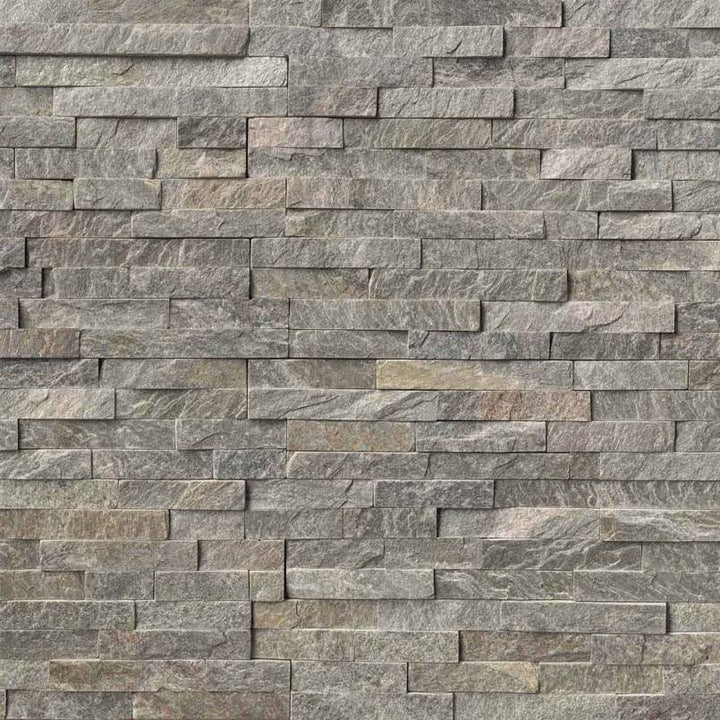 Rockmount Quartzite Stacked Stone Panel 6X24 Sage Green Splitface