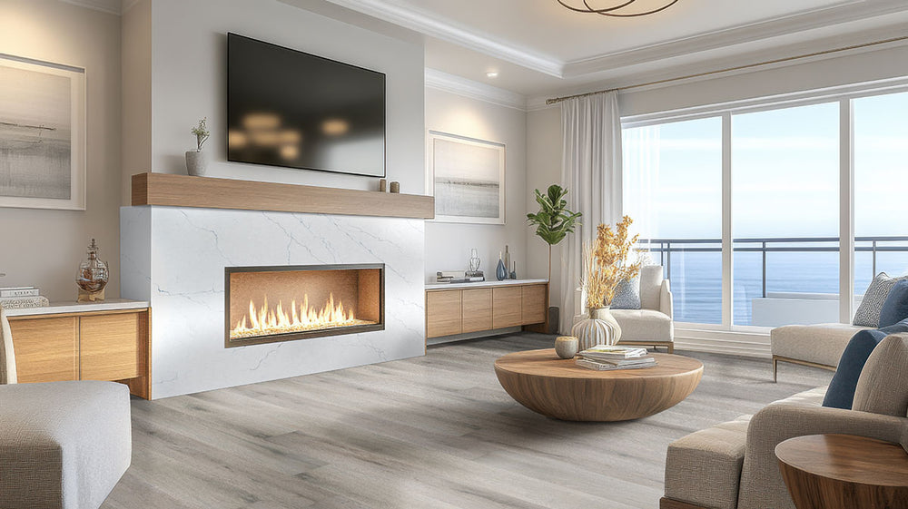 Room scene with Smithcliffs Avery Ash 7X48 Low Gloss Vinyl flooring.