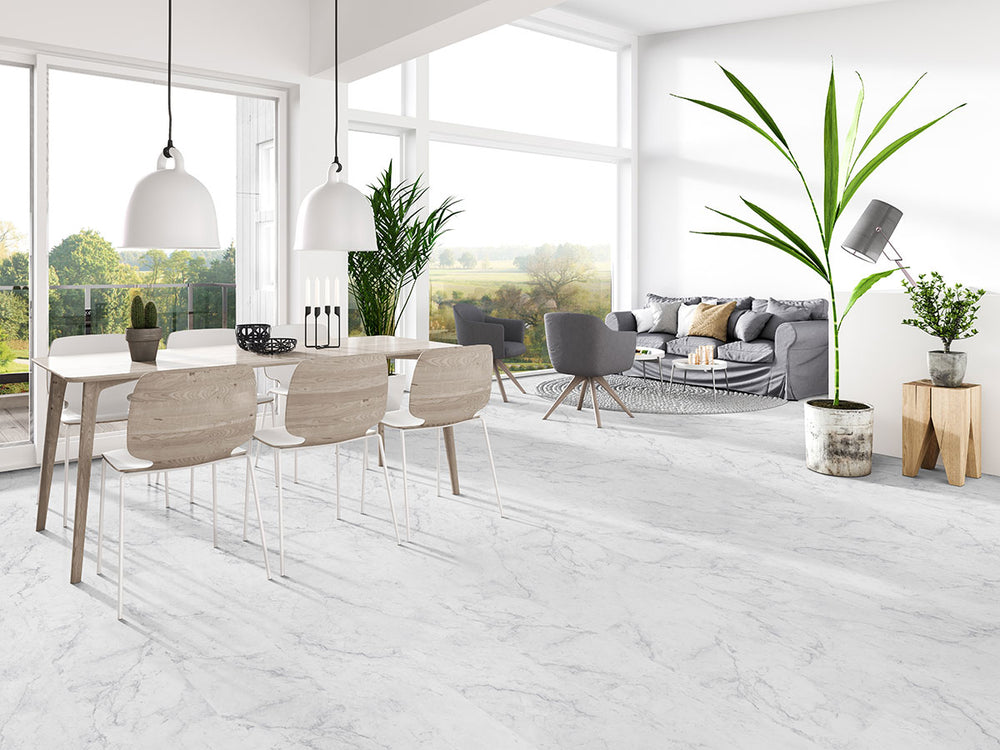 Interior space featuring Trecento Carrara Avell 12X24 Low Gloss Luxury Vinyl Plank flooring.