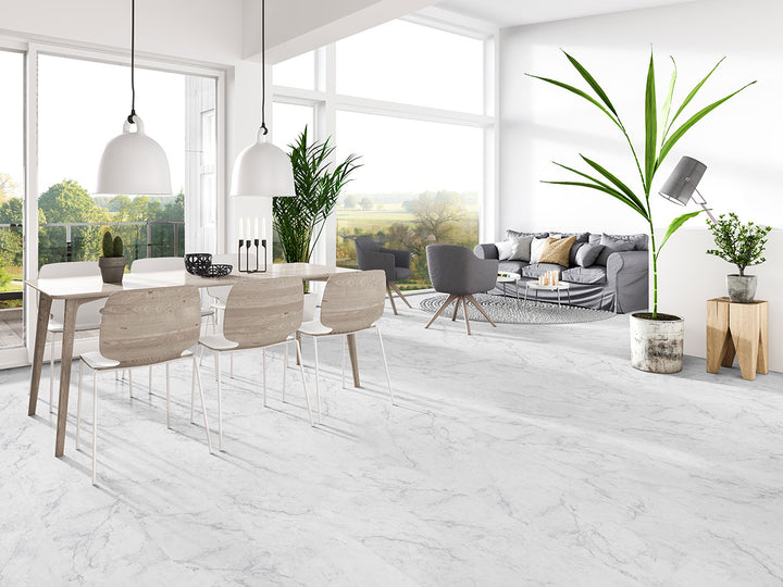 Interior space featuring Trecento Carrara Avell 12X24 Low Gloss Luxury Vinyl Plank flooring.
