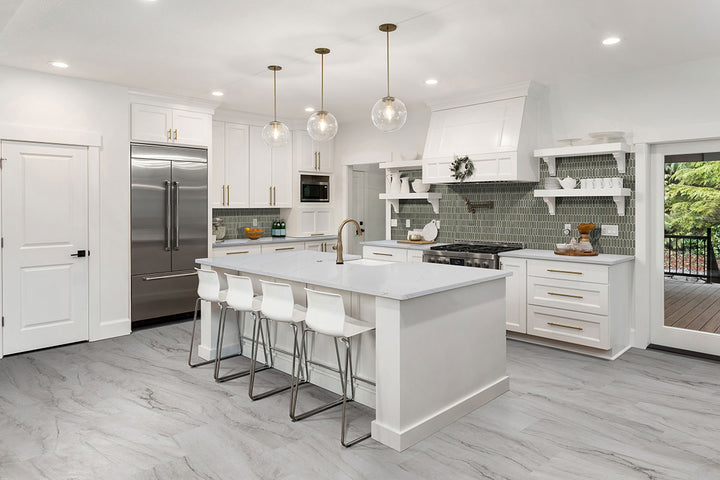 Minimalist environment with Trecento Quarzo Taj 12X24 flooring delivering a quartz-like finish.