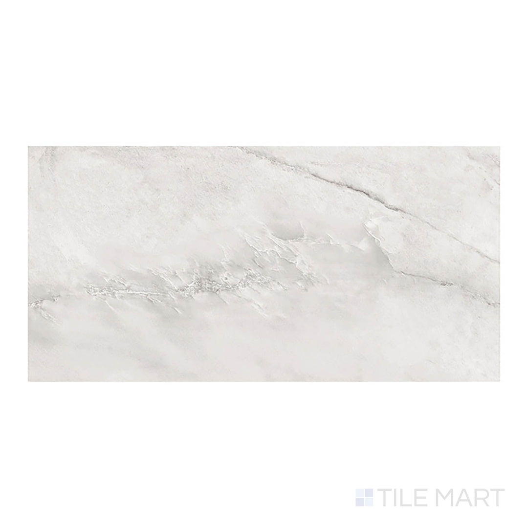 Top-down angle of Trecento Quarzo Taj 12x24 low gloss vinyl plank shows natural quartz-inspired detailing in soft beige tones.