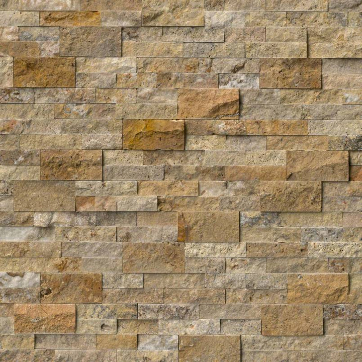 Top-down view of TUSCANY SCABAS TRAVERTINE 6x24 PANEL  in TRAVERTINE PANEL with a SPLITFACE finish, featuring the intricate surface characteristics and refined finish.