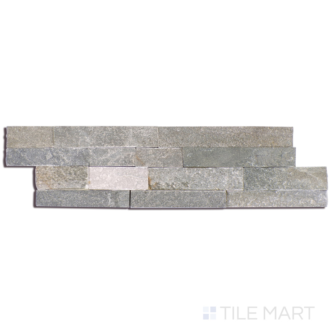 Angled shot of SIERRA BLUE 6x24 PANEL  QUARTZITE PANEL with a SPLITFACE finish, offering a detailed look at the material's finish with a tilted viewpoint.