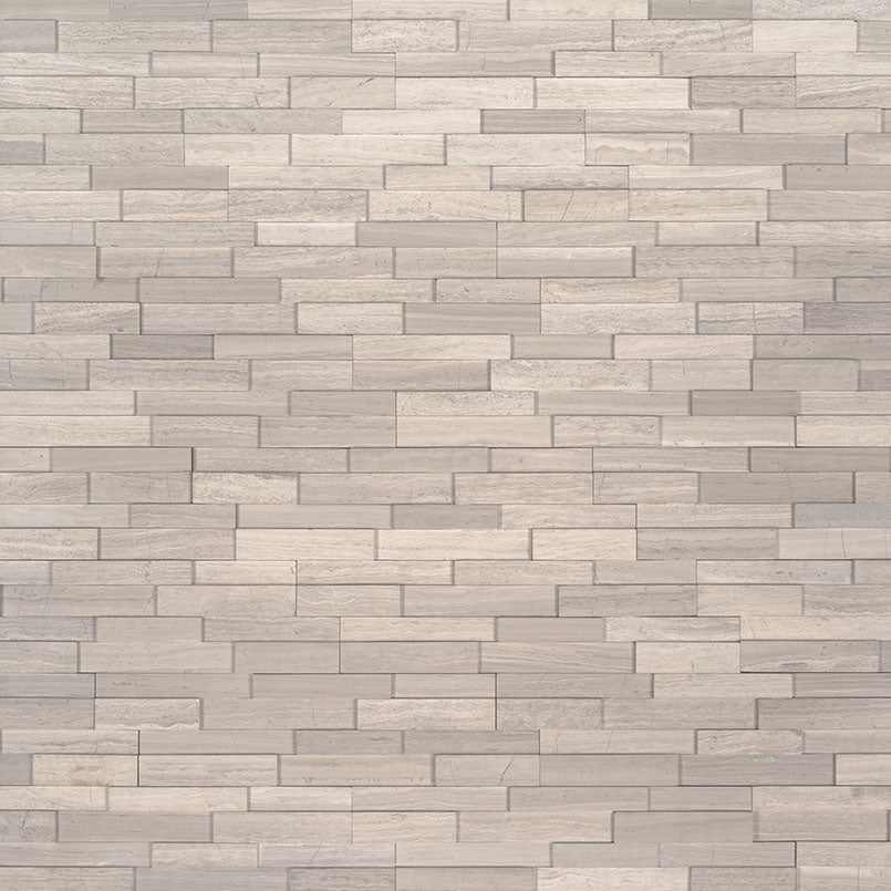 Top-down view of WHITE OAK 3D MINI PANEL in MARBLE PANEL with a HONED finish, displaying the unique finish and depth of texture.