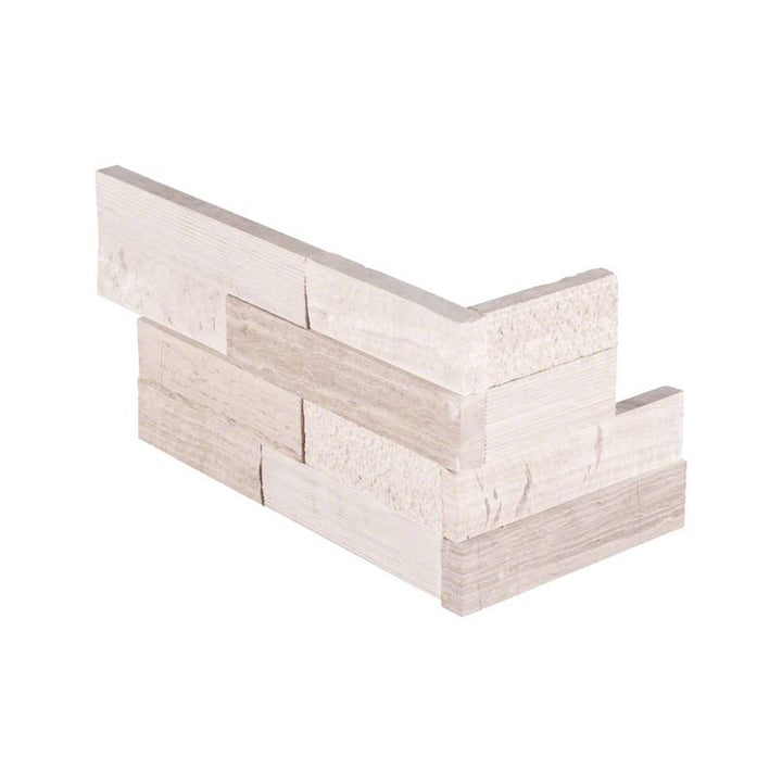 Top-down view of WHITE OAK MULTI SPLITFACE CORNER in MARBLE PANEL with a SPLITFACE finish, revealing the subtle texture and material patterns.