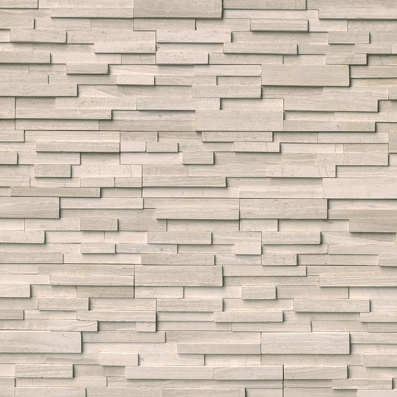 Rockmount White Oak 6X24 3D Stacked Stone Panel Honed Marble