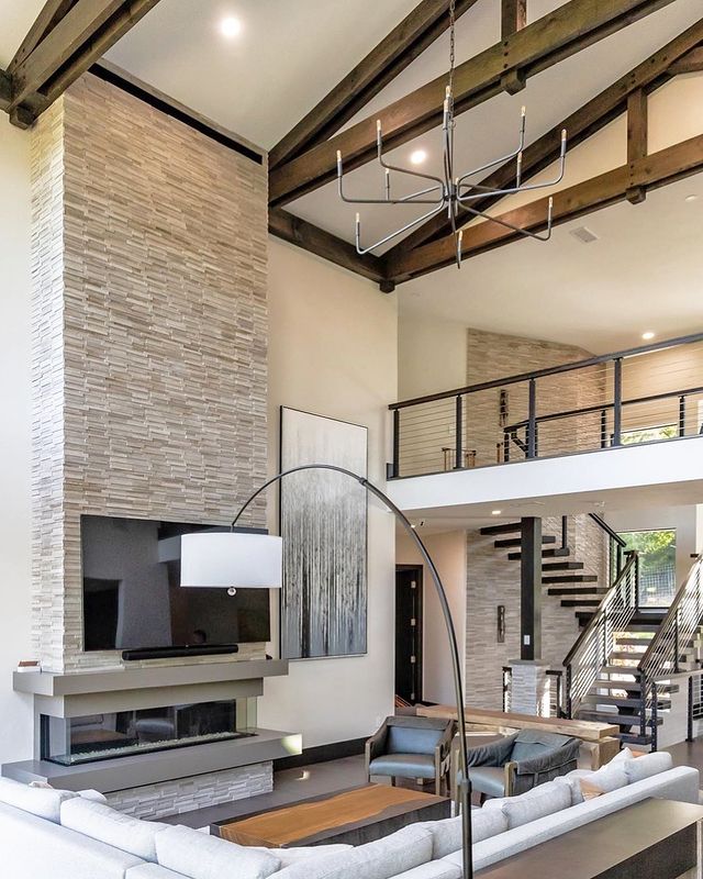 A dynamic 3D stone panel offers timeless elegance, making a bold statement alongside Rockmount White Oak 6X24 3D Stacked Stone Panel Honed Marble.