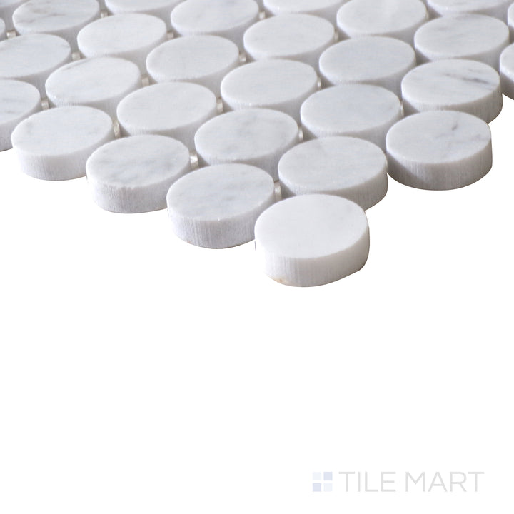 Bianco Dolomite Penny Round Glossy Mosaic