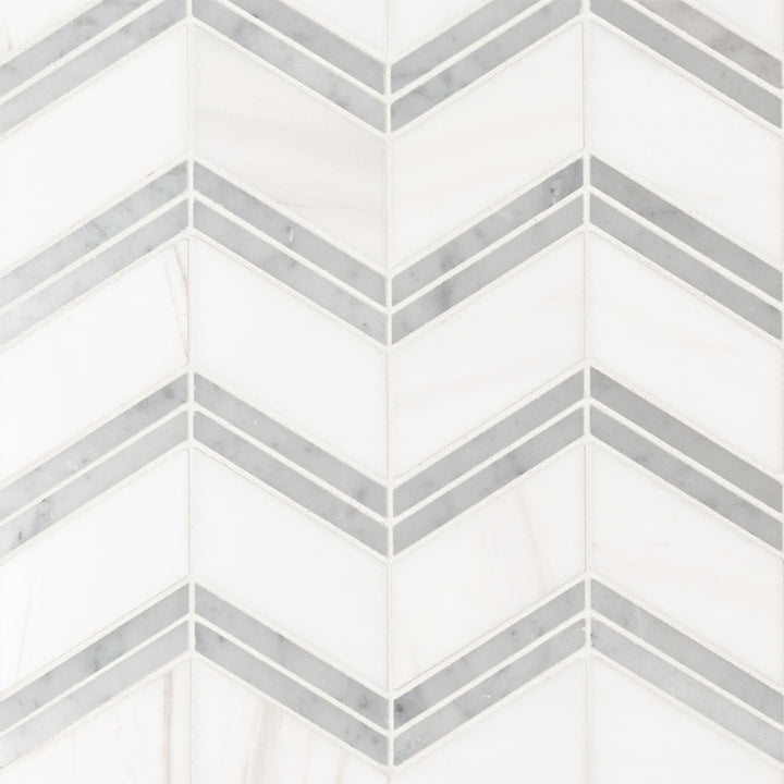 Bianco Dolomite Chevron Polished Mosaic