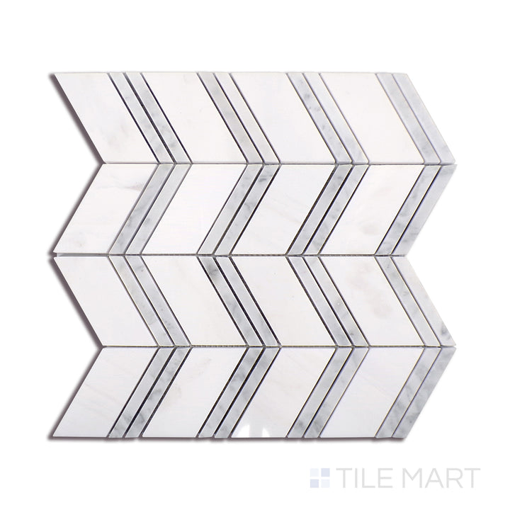 Bianco Dolomite Chevron Polished Mosaic