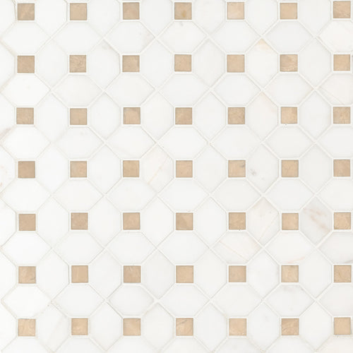 Bianco Dolomite Crema Dotty Polished Marble Mosaic