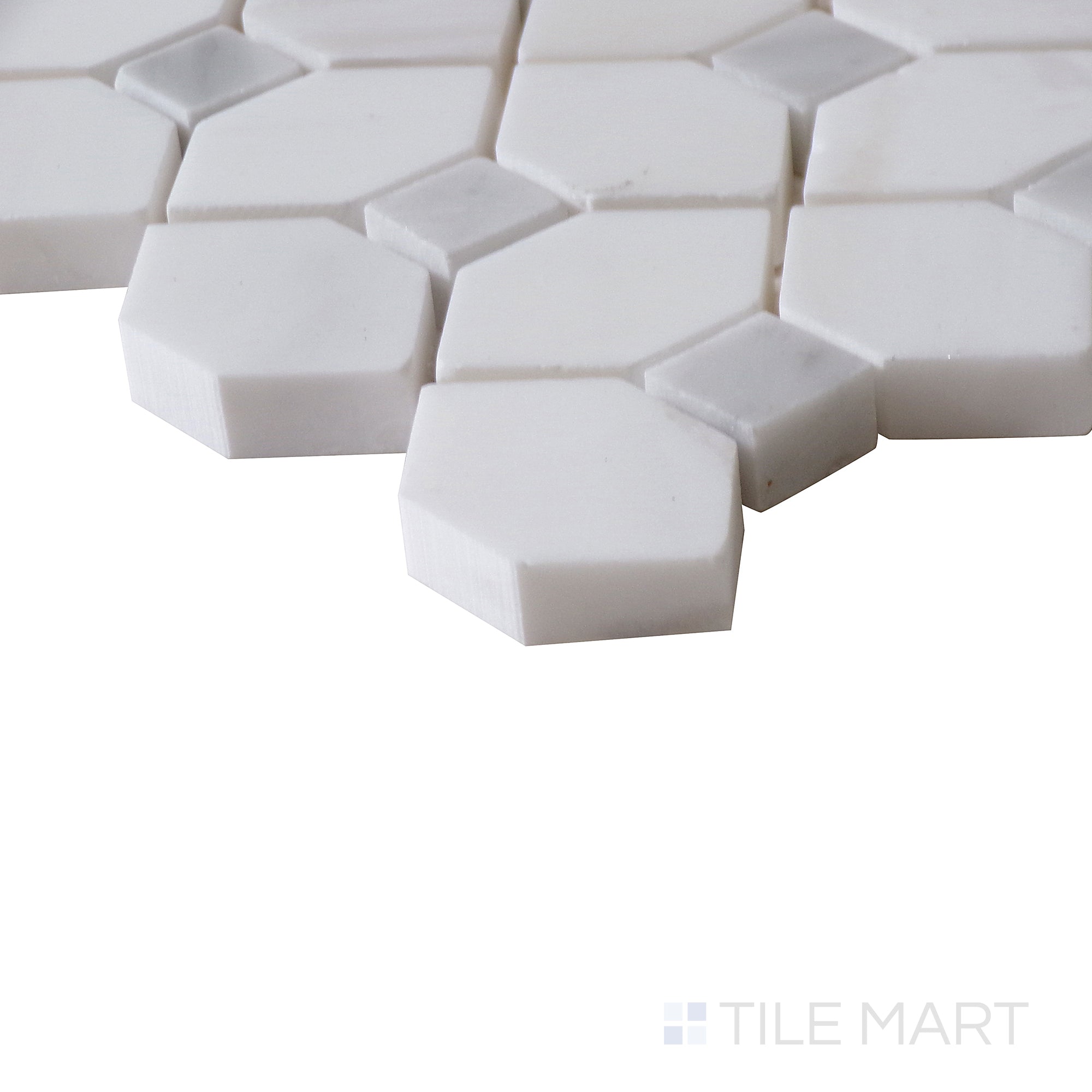 Bianco Dolomite Dotty Polished Marble Mosaic | Tilemart