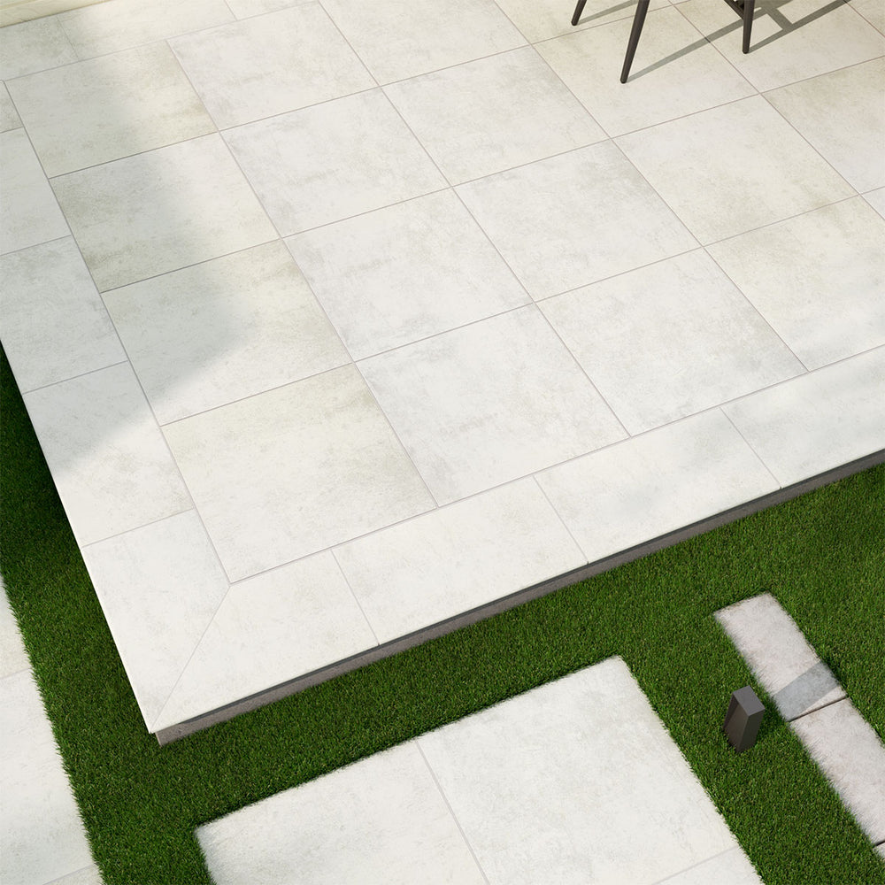 Showcasing the versatile design of BETON BLANCO 13X24 COPING PORCELAIN TRIM with a MATTE finish, providing a durable yet stylish look to the interior.
