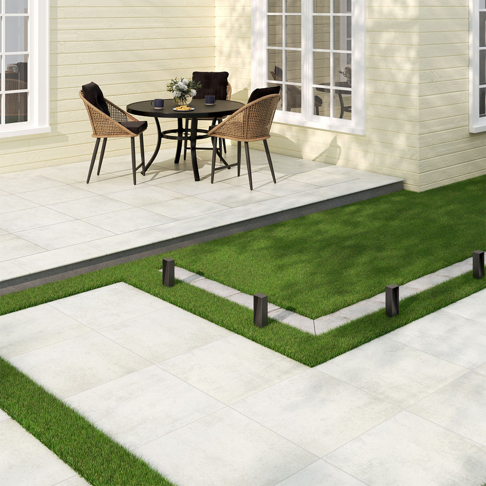 Showcasing the versatile design of BETON BLANCO 24X24 PAVER PORCELAIN PAVER with a MATTE finish, adding a touch of warmth and texture to the space.