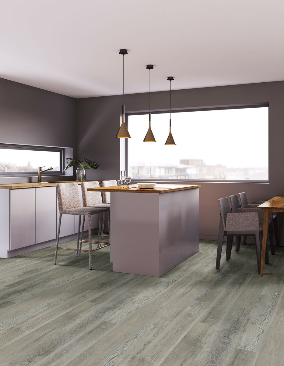 Modern space with Ashton 2.0 Stableton 7X48 Low Gloss Luxury Vinyl Plank.