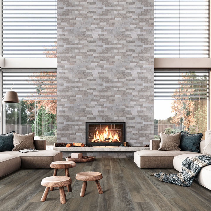 Ashton 2.0 Stableton 7x48 low gloss vinyl flooring with mid-tone wood visuals and realistic texture for an understated modern look.