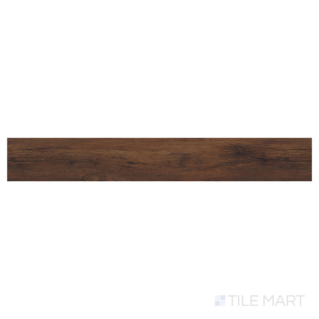 Cyrus 2.0 Braly 7x48 low gloss luxury vinyl plank, captured from the top, presents warm brown tones with a classic wood grain pattern.