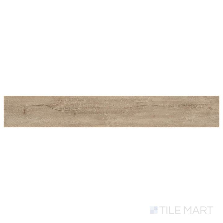 Seen from above, Cyrus 2.0 Sandino 7x48 low gloss vinyl plank offers golden brown hues with a soft, rustic texture.