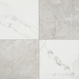Casa Duet 24X24 Checkerboard Matte Porcelain Pre-Scored Tile in Calacatta And Grigio