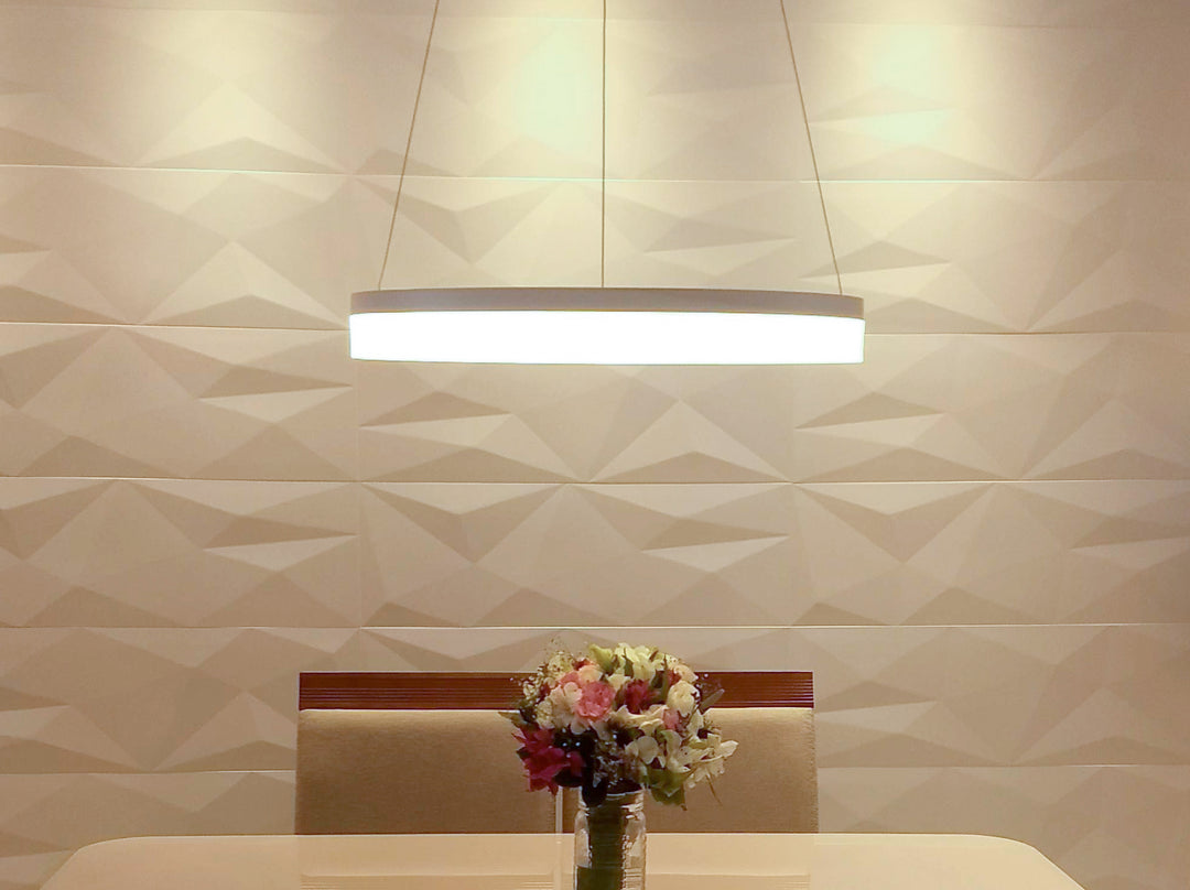 Nuvo Summit 12x36 Satin Ceramic Tile shown in a realistic interior, where its satin finish supports a streamlined and polished atmosphere.