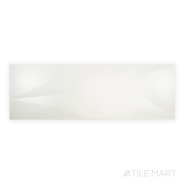 Nuvo Summit 12x36 Satin Ceramic Tile seen from above, highlighting its smooth satin surface and clean linear form in a full top-down perspective.