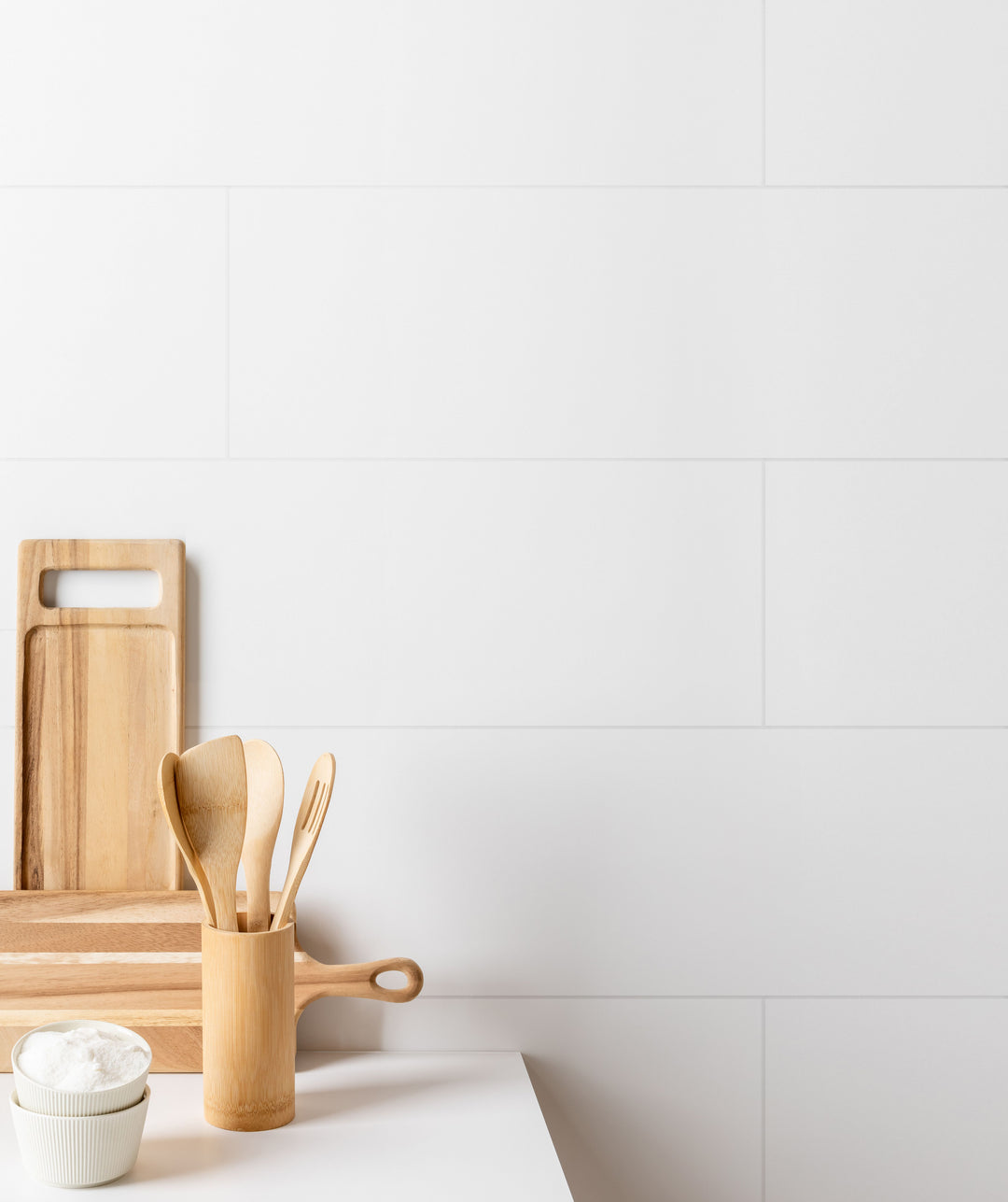 Nuvo Calm 12x36 Satin Ceramic Tile installed in a serene interior space, highlighting its soft finish and minimalist tone for a calming atmosphere.