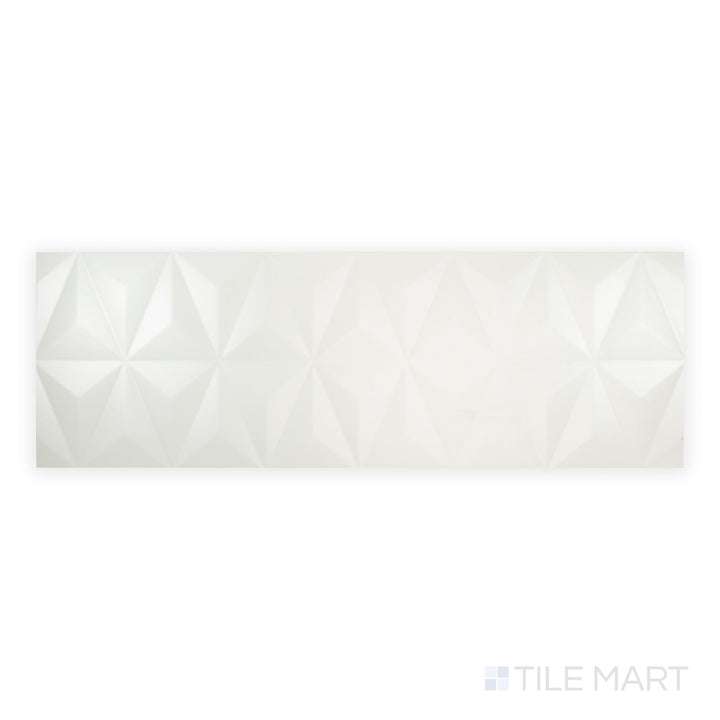 Nuvo Pliage 12x36 Satin Ceramic Tile in a top-down perspective, capturing its refined fold-inspired texture and satin sheen on a full rectangular layout.