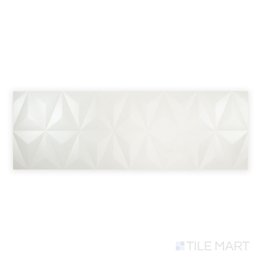 Nuvo Pliage 12x36 Satin Ceramic Tile in a top-down perspective, capturing its refined fold-inspired texture and satin sheen on a full rectangular layout.