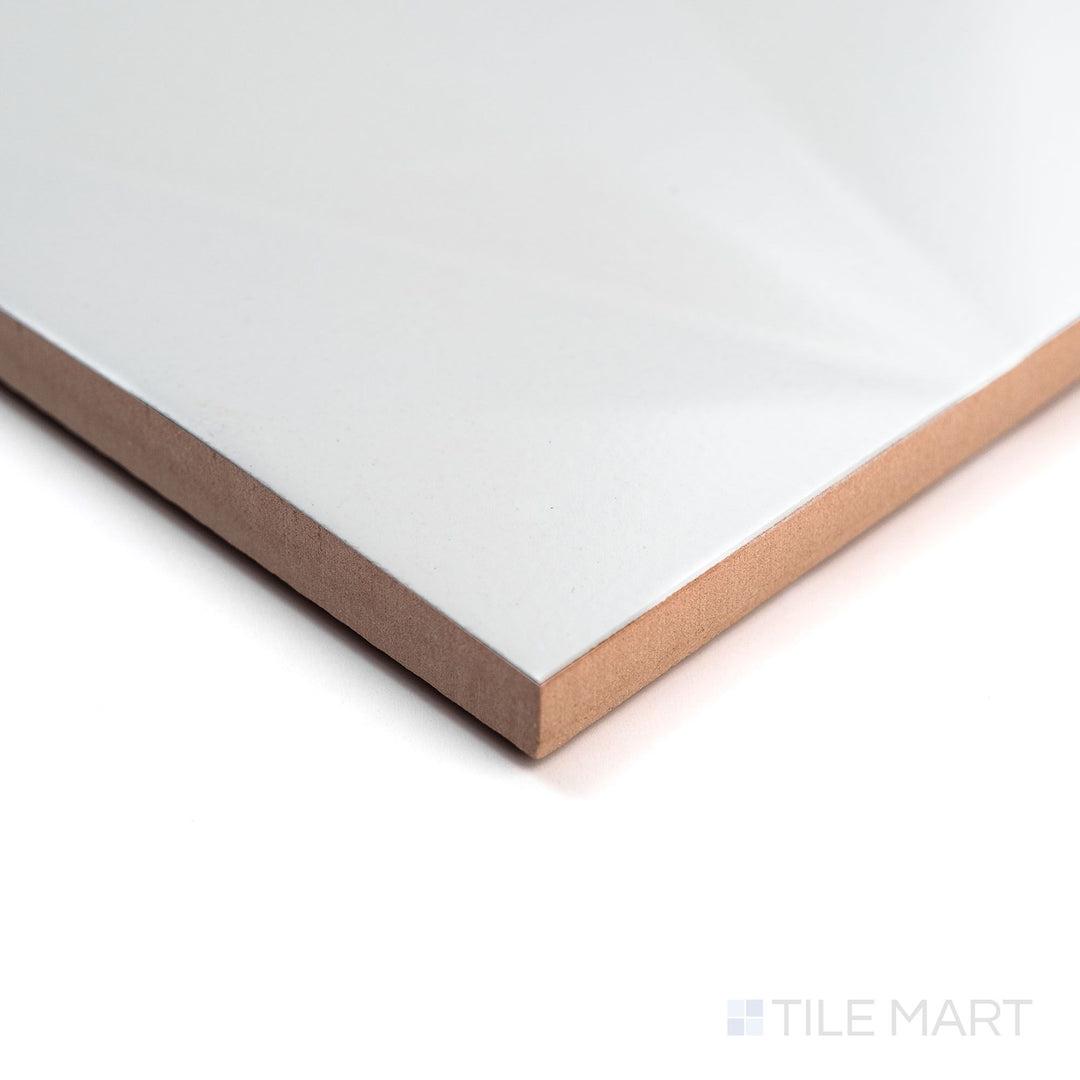 Corner perspective of Nuvo Pliage 12x36 Satin Ceramic Tile displaying its elegant fold-inspired texture and refined satin surface.