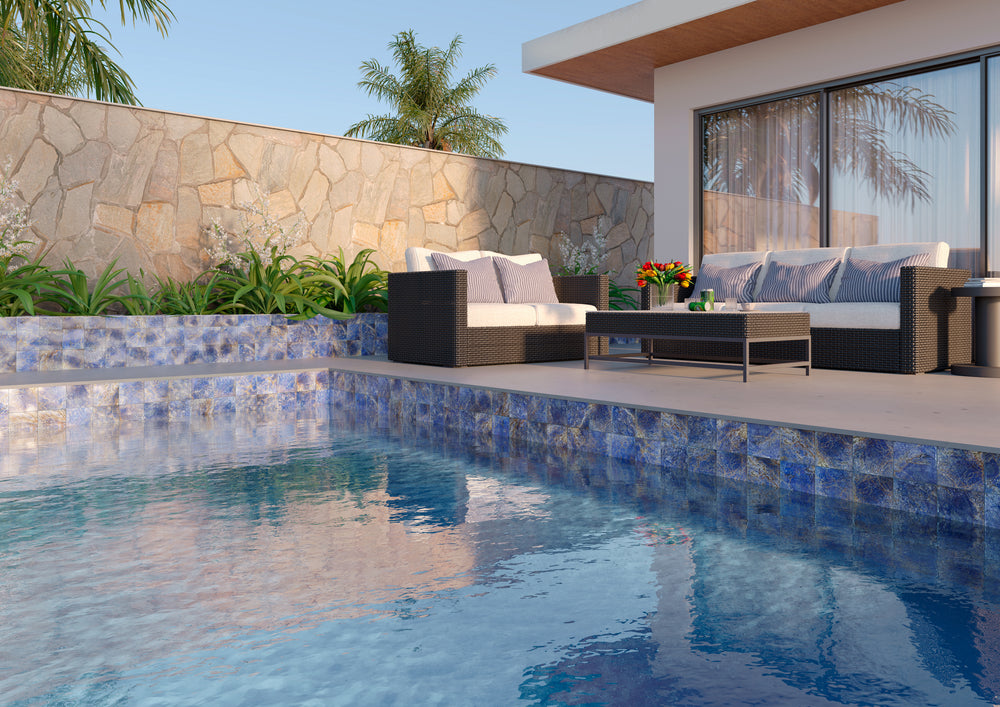 Rini Solene 6x6 Glossy Glazed Porcelain Tile installed in a styled interior, with its glossy finish and warm tone adding depth and vibrancy to the overall design.