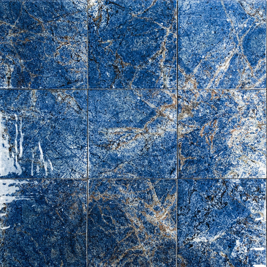 Overview image of Rini Solene 6x6 Glossy Glazed Porcelain Tile showing its radiant glossy finish and smooth porcelain surface in a classic square format.