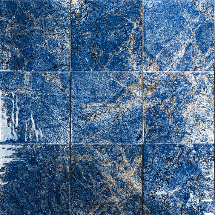 Overview image of Rini Solene 6x6 Glossy Glazed Porcelain Tile showing its radiant glossy finish and smooth porcelain surface in a classic square format.