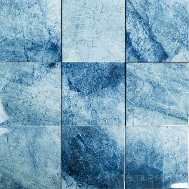 Overview shot of Rini Bastile 6x6 Glossy Glazed Porcelain Tile, highlighting its glossy sheen and subtle texture ideal for elegant small-format wall or backsplash applications.