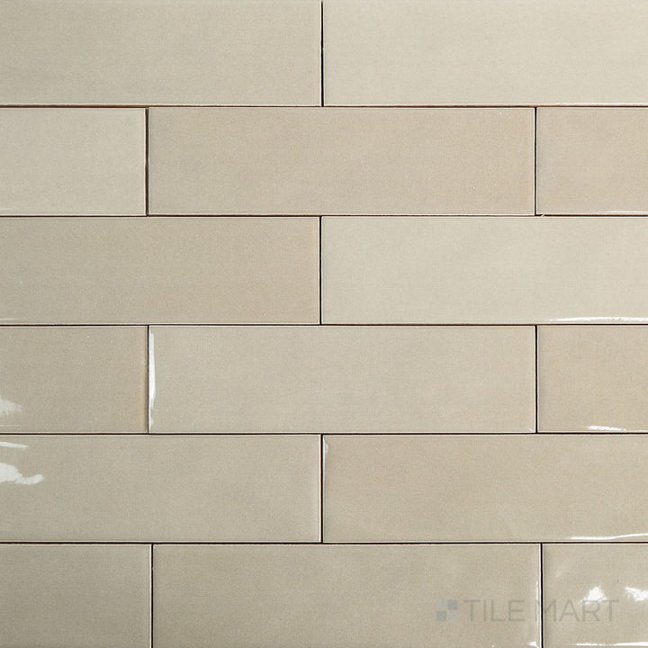 Overview image of Canvas Moon Gray 3x10 Glossy Ceramic Tile featuring a soft gray shade with a high-gloss finish perfect for neutral backdrops.